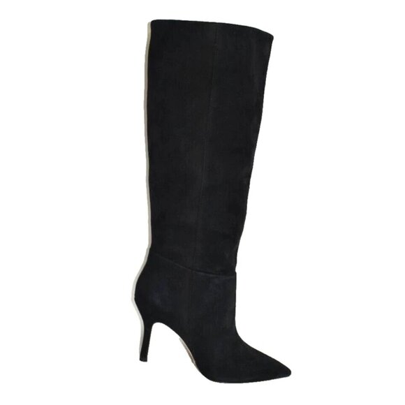 New! Larroudé Kate Tall Boot In Black Suede Size 9 DD480 - Picture 4 of 7
